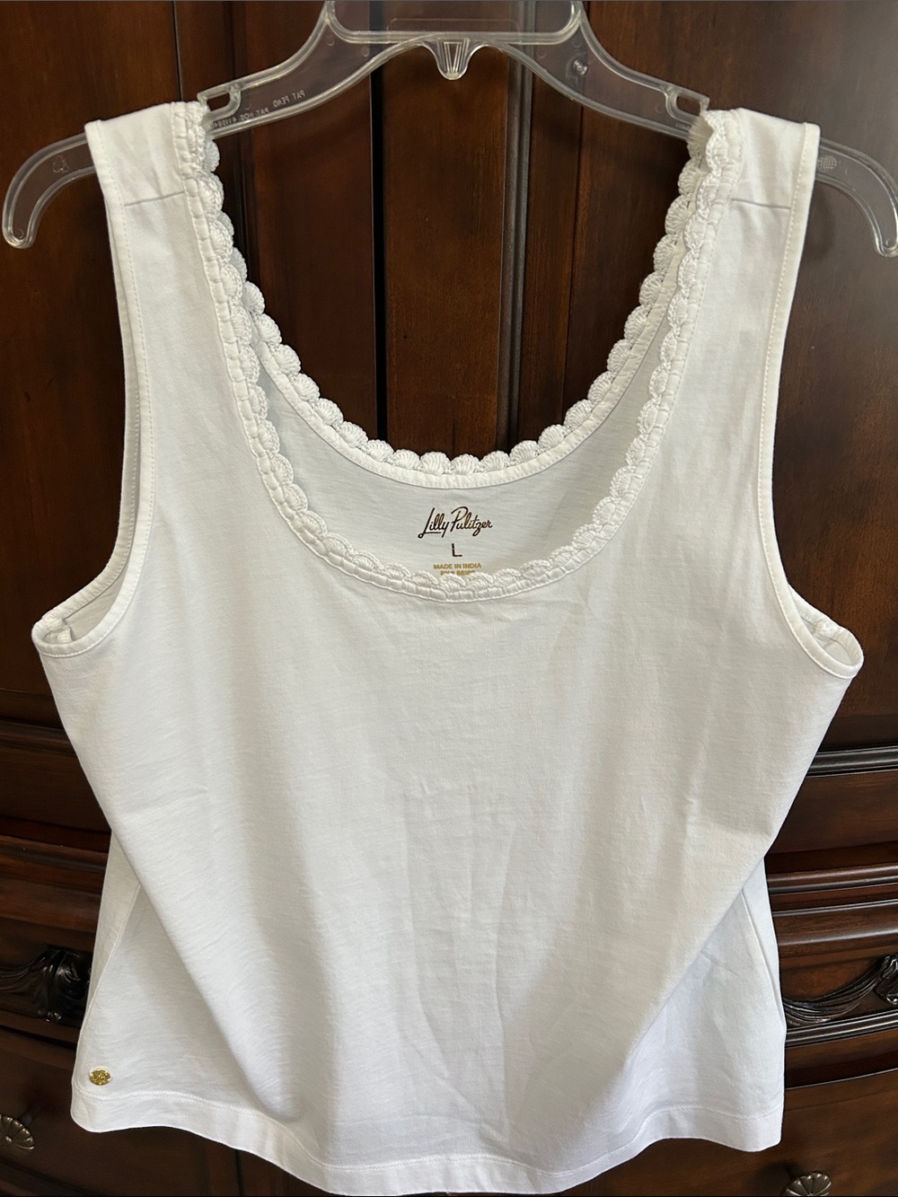 Lilly Pulitzer White Scalloped Lace-Trim Tank